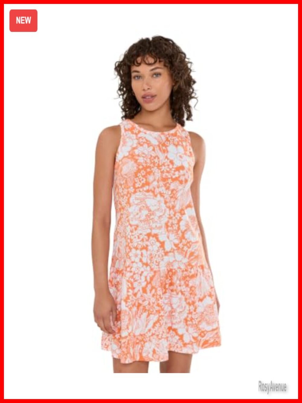 Swing Fit Tank Dress Sleeveless Floral Above Knee Casual